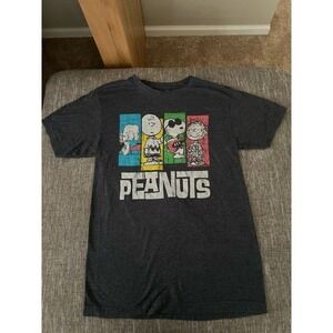 Peanuts Snoopy Charlie Brown Graphic T-Shirt Dark Gray Size Medium